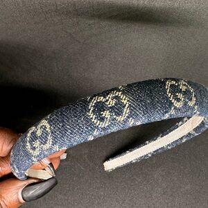 Gucci Denim Blue and Cream Logo Headband